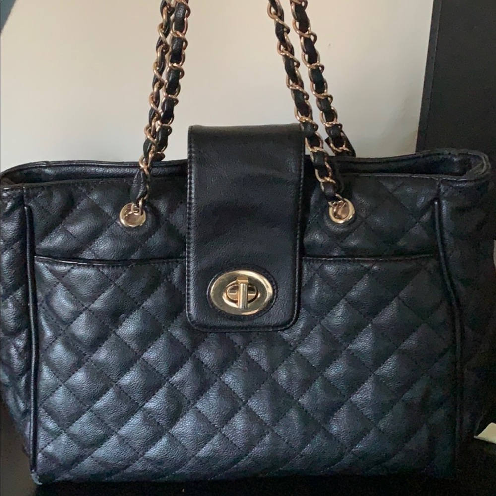 ALDO Black Bag with Gold Chains